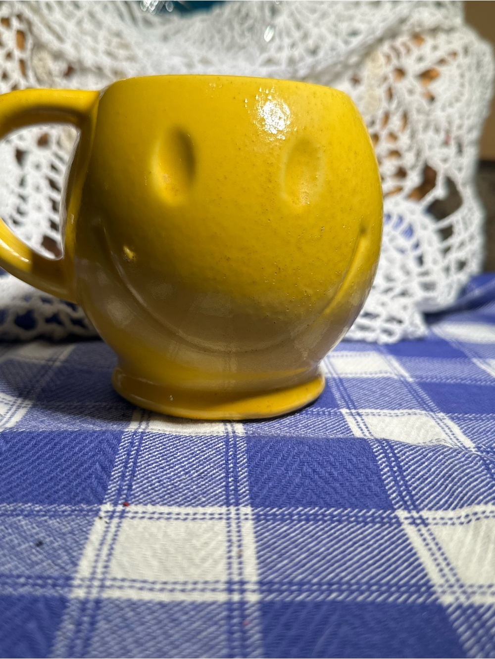 Vintage McCoy Yellow Smiley Face Ceramic Mug